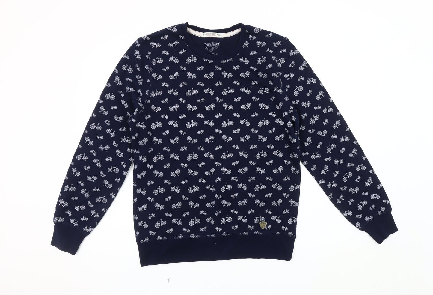 Threadbare Men's Medium Blue Bicycle Print Sweatshirt