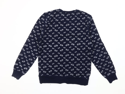 Threadbare Men's Medium Blue Bicycle Print Sweatshirt
