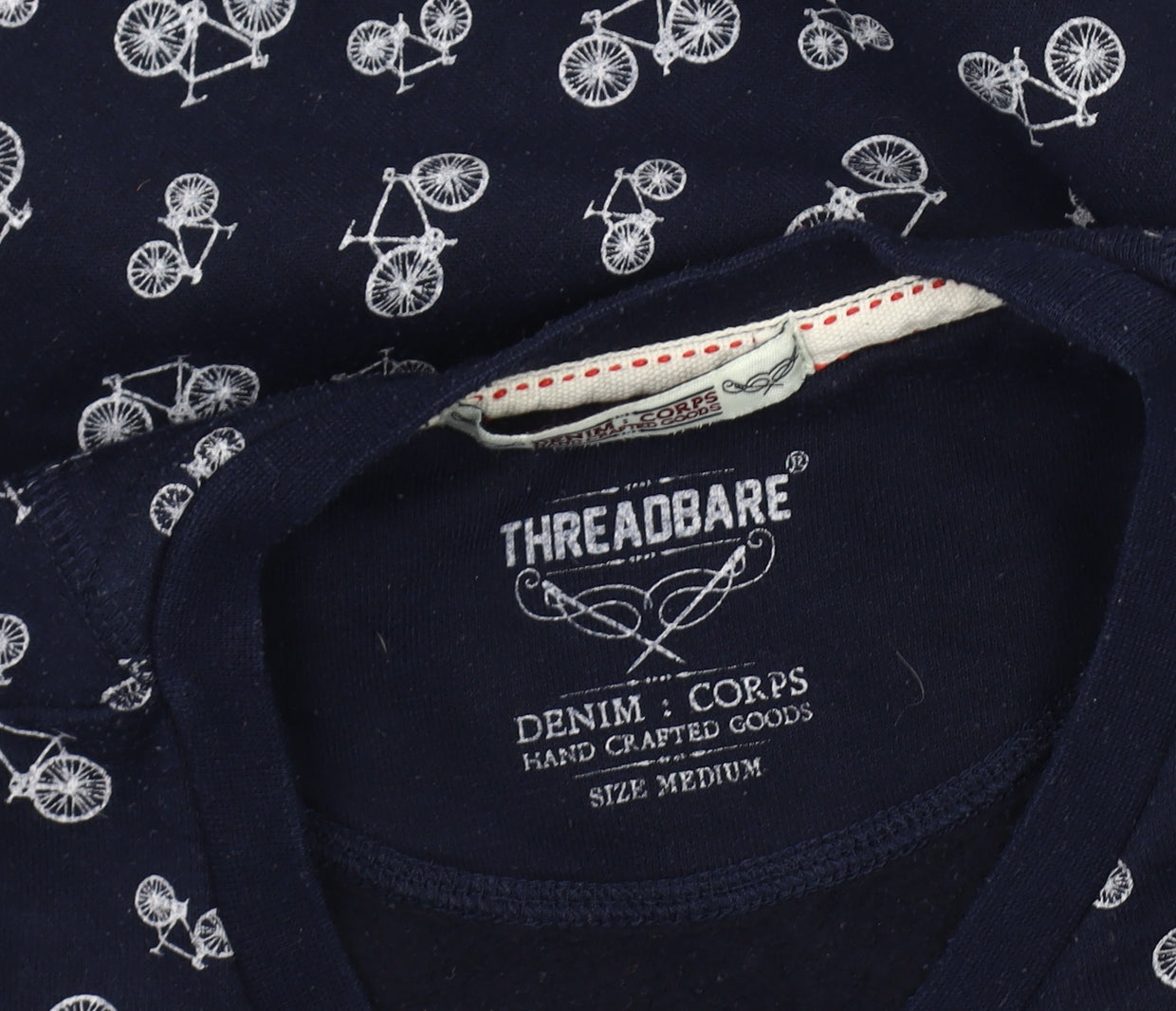 Threadbare Men's Medium Blue Bicycle Print Sweatshirt