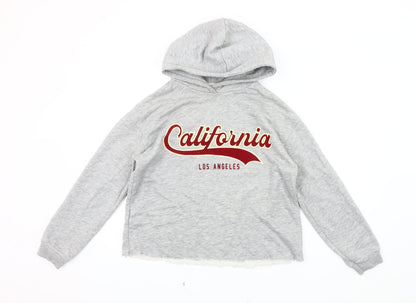 Zara Girls Grey Pullover Hoodie 13-14 Y California Print