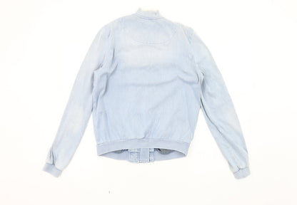 Chambray Los Angeles Women's Blue Bomber Jacket, Size S