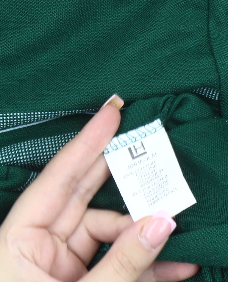 Jin Hao Lai Men's Green Polo Shirt, Size L, Striped Casual