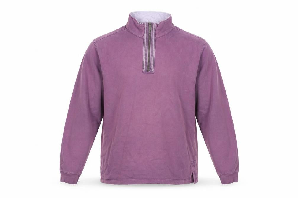 Unisex Adults UK Size L Cotton Traders Purple 1/4 Zip Sweatshirt