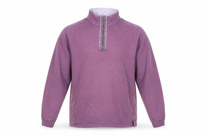 Unisex Adults UK Size L Cotton Traders Purple 1/4 Zip Sweatshirt
