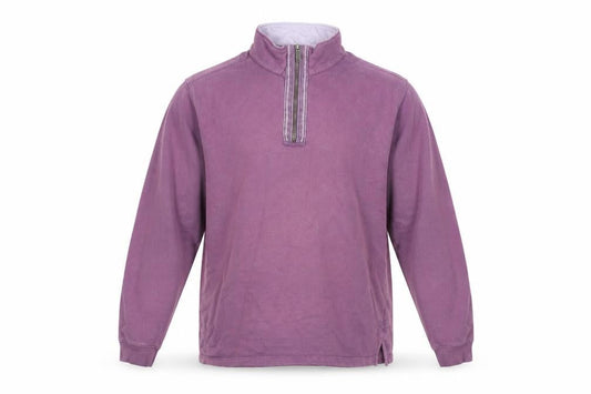 Front view of Cotton Traders Purple unisex 1/4 zip sweatshirt l
