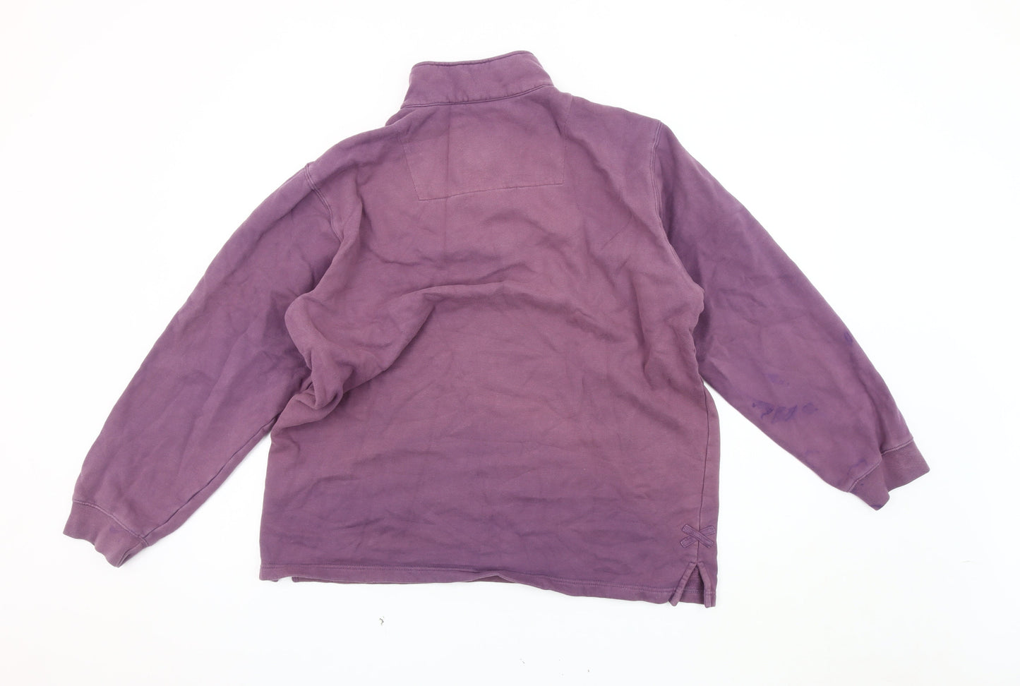 Unisex Adults UK Size L Cotton Traders Purple 1/4 Zip Sweatshirt