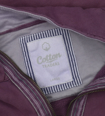Unisex Adults UK Size L Cotton Traders Purple 1/4 Zip Sweatshirt