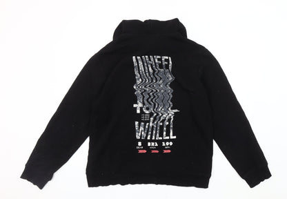 H&M Unisex Black Graphic Pullover Hoodie Medium
