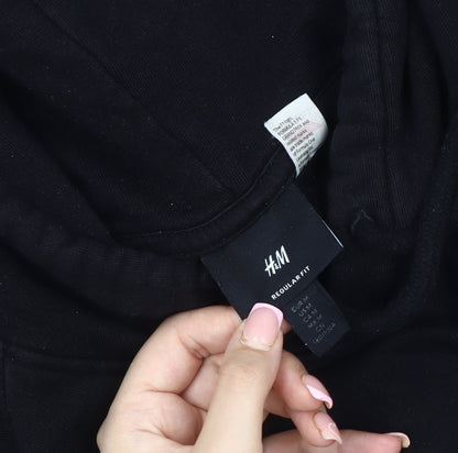 H&M Unisex Black Graphic Pullover Hoodie Medium