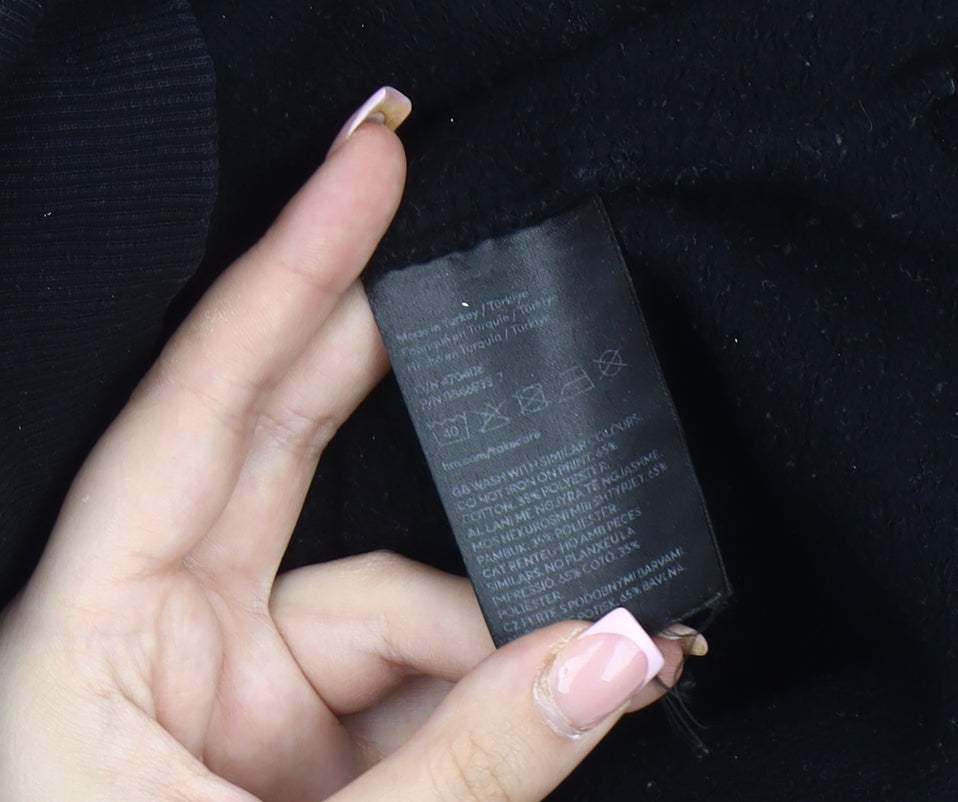 H&M Unisex Black Graphic Pullover Hoodie Medium