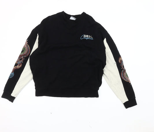 Mens UK Size M ASOS DESIGN Black Pullover Sweatshirt