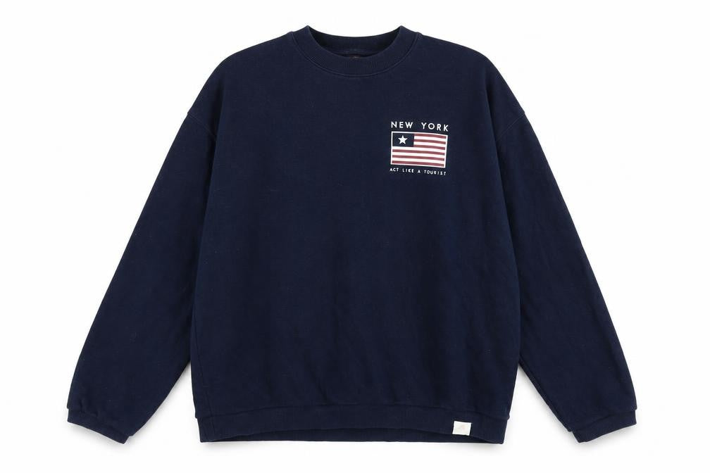 Unisex Adults UK Size M Pull&Bear Blue Pullover Sweatshirt