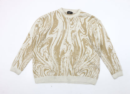 boohooMAN Men's Beige Geometric Pullover Jumper - Size L
