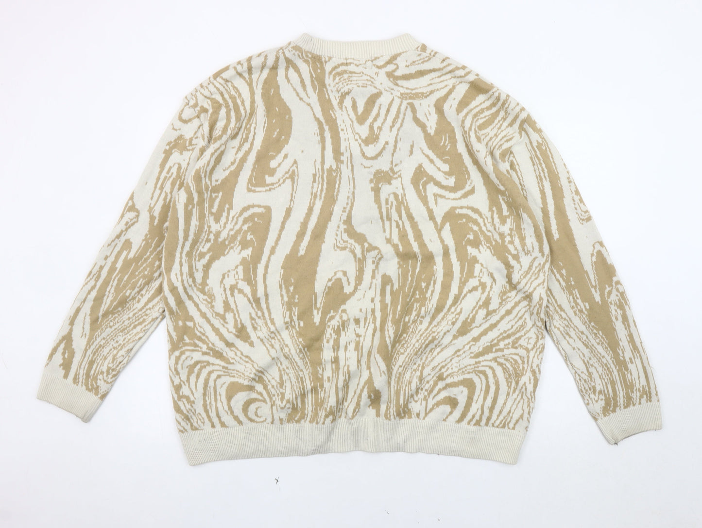 boohooMAN Men's Beige Geometric Pullover Jumper - Size L