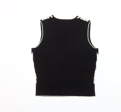 Green Lamb Women's Black Medium Argyle Vest Jumper