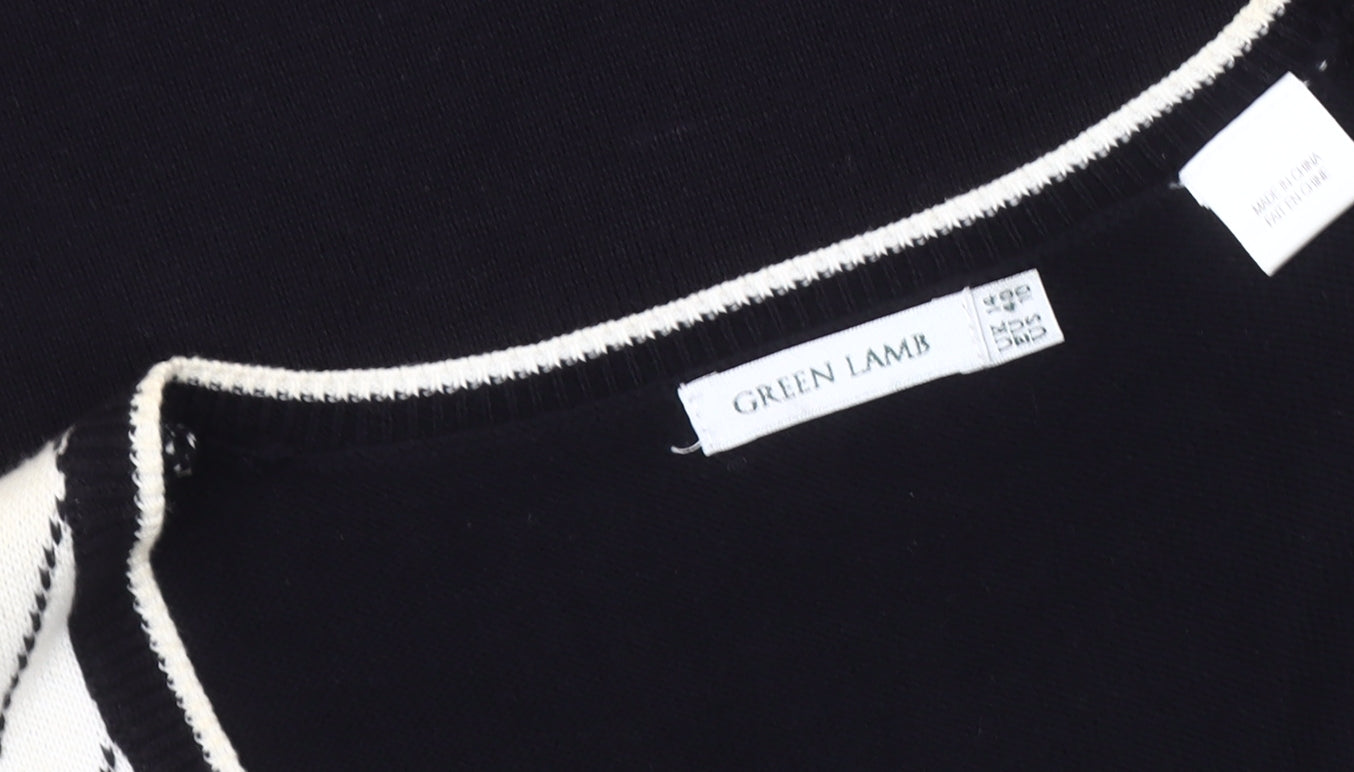 Green Lamb Women's Black Medium Argyle Vest Jumper