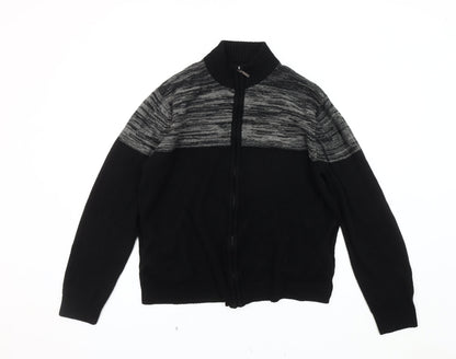 Brave Soul Men's Black Knit Full Zip Jacket, Large