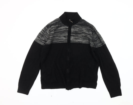 Brave Soul Men's Black Knit Full Zip Jacket, Large
