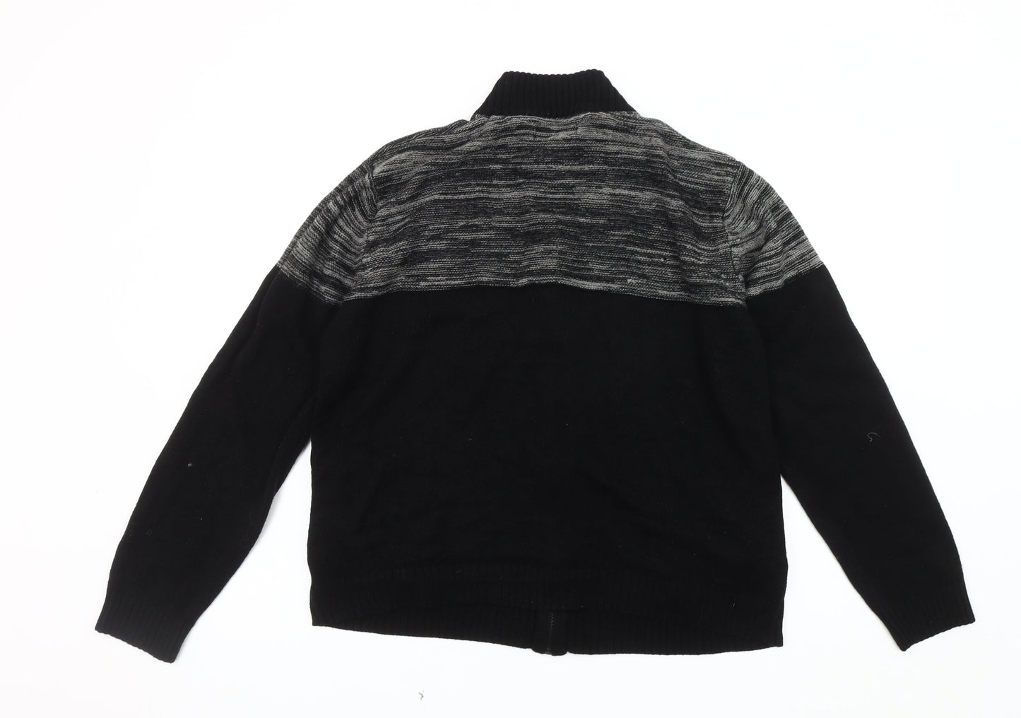 Brave Soul Men's Black Knit Full Zip Jacket, Large