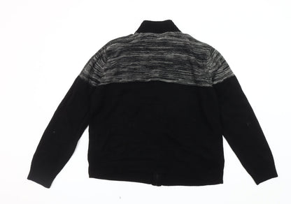 Brave Soul Men's Black Knit Full Zip Jacket, Large