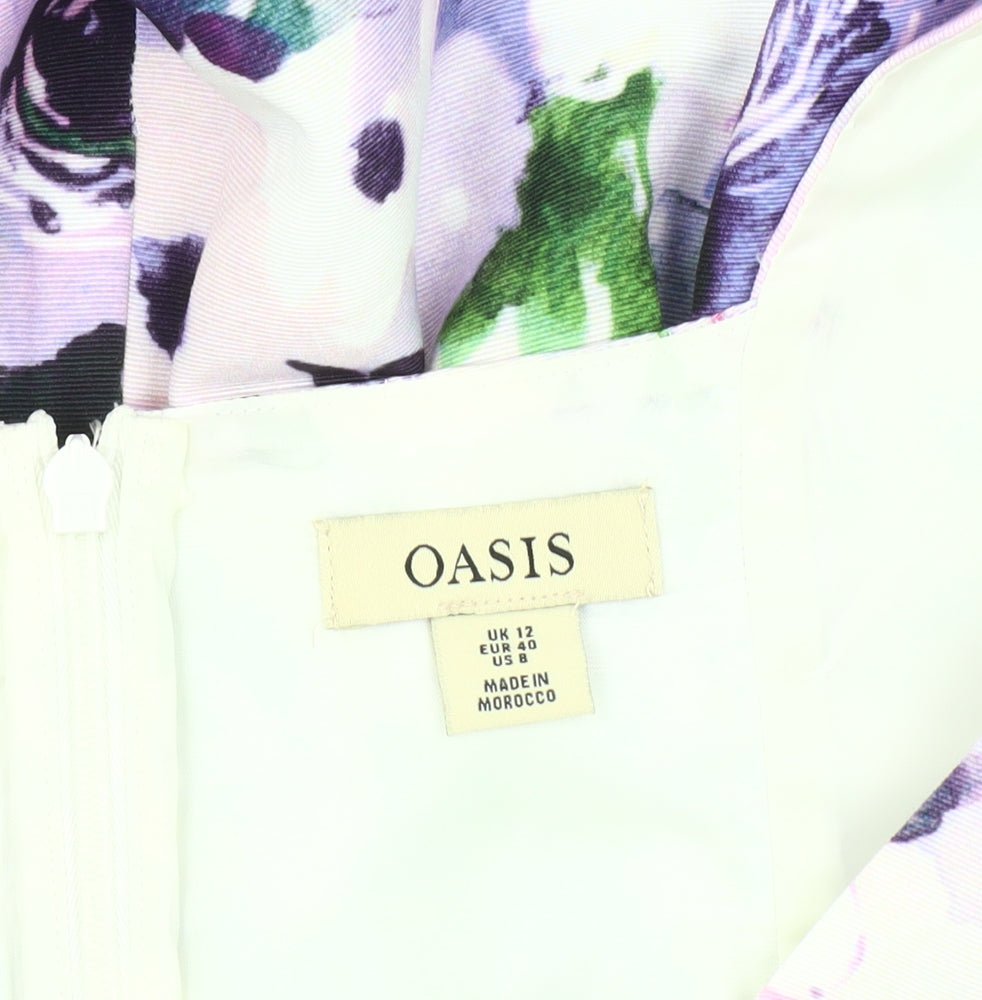Oasis Women's Multicoloured Floral Dress, Size 12, Sleeveless