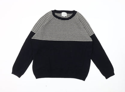 Topman Men's Blue Striped Pullover Jumper Size L