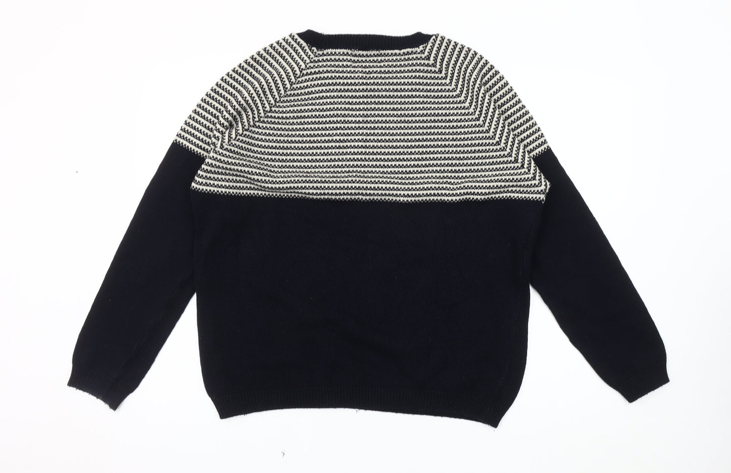 Topman Men's Blue Striped Pullover Jumper Size L