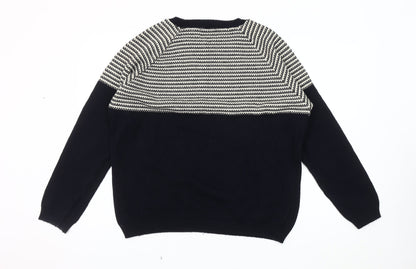 Topman Men's Blue Striped Pullover Jumper Size L