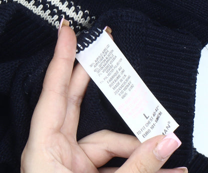 Topman Men's Blue Striped Pullover Jumper Size L