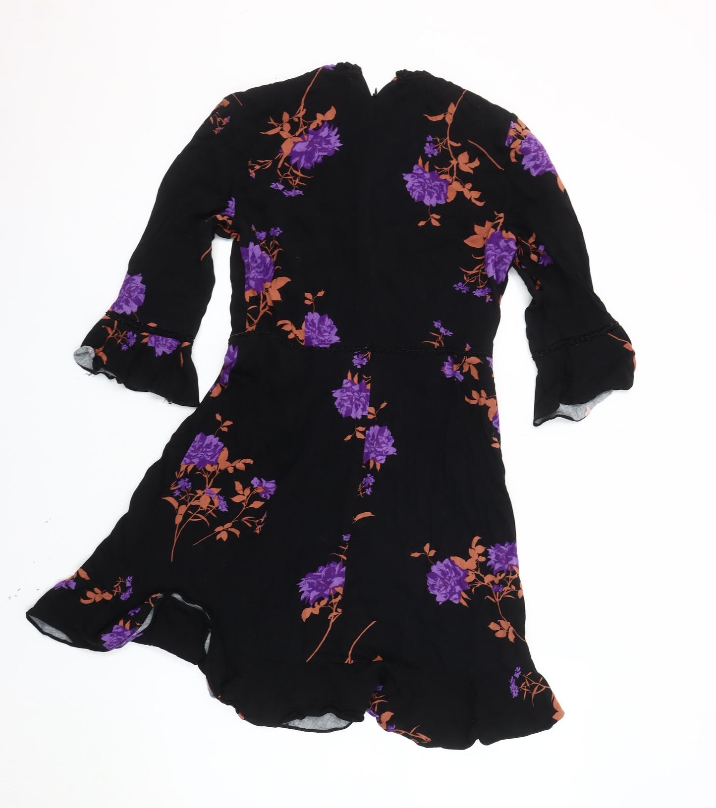 Oasis Women's Black Floral Dress, Size 10, 3/4 Sleeve