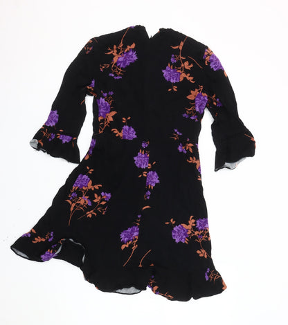 Oasis Women's Black Floral Dress, Size 10, 3/4 Sleeve