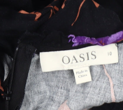 Oasis Women's Black Floral Dress, Size 10, 3/4 Sleeve