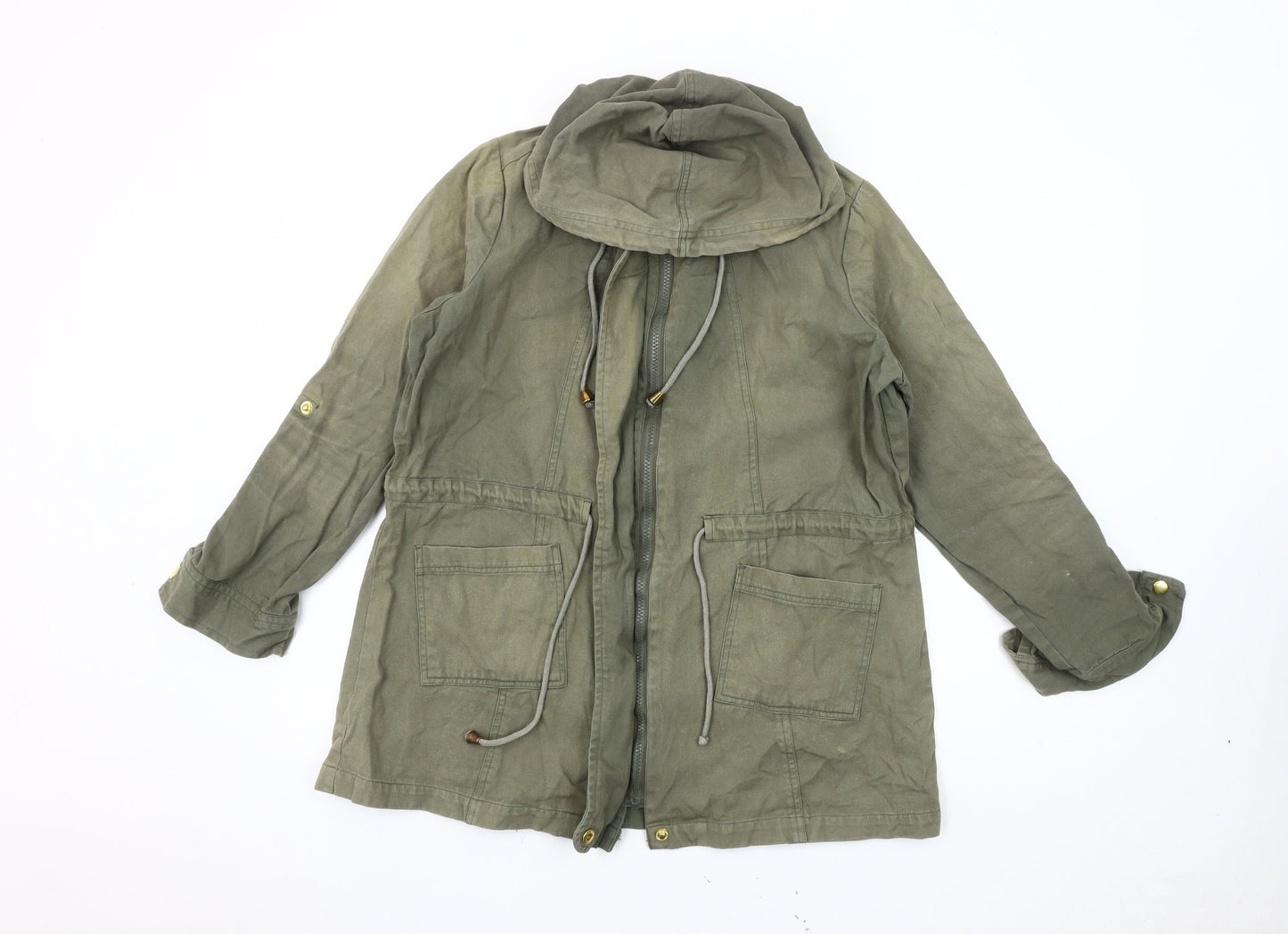 Womens UK Size 14 Bonmarché Green Parka Coat