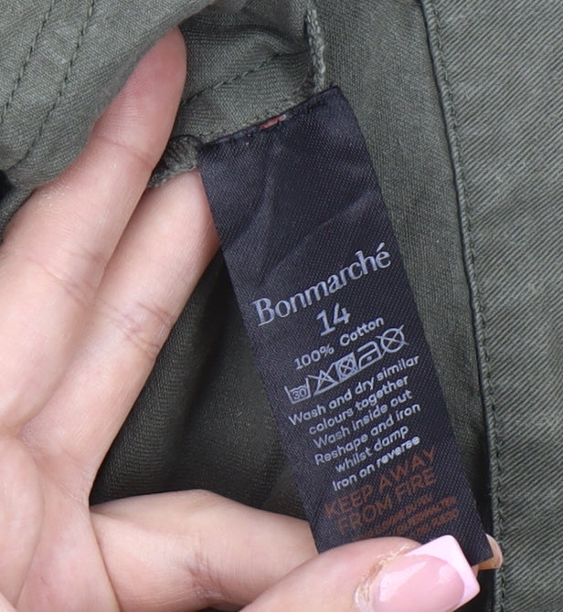 Womens UK Size 14 Bonmarché Green Parka Coat