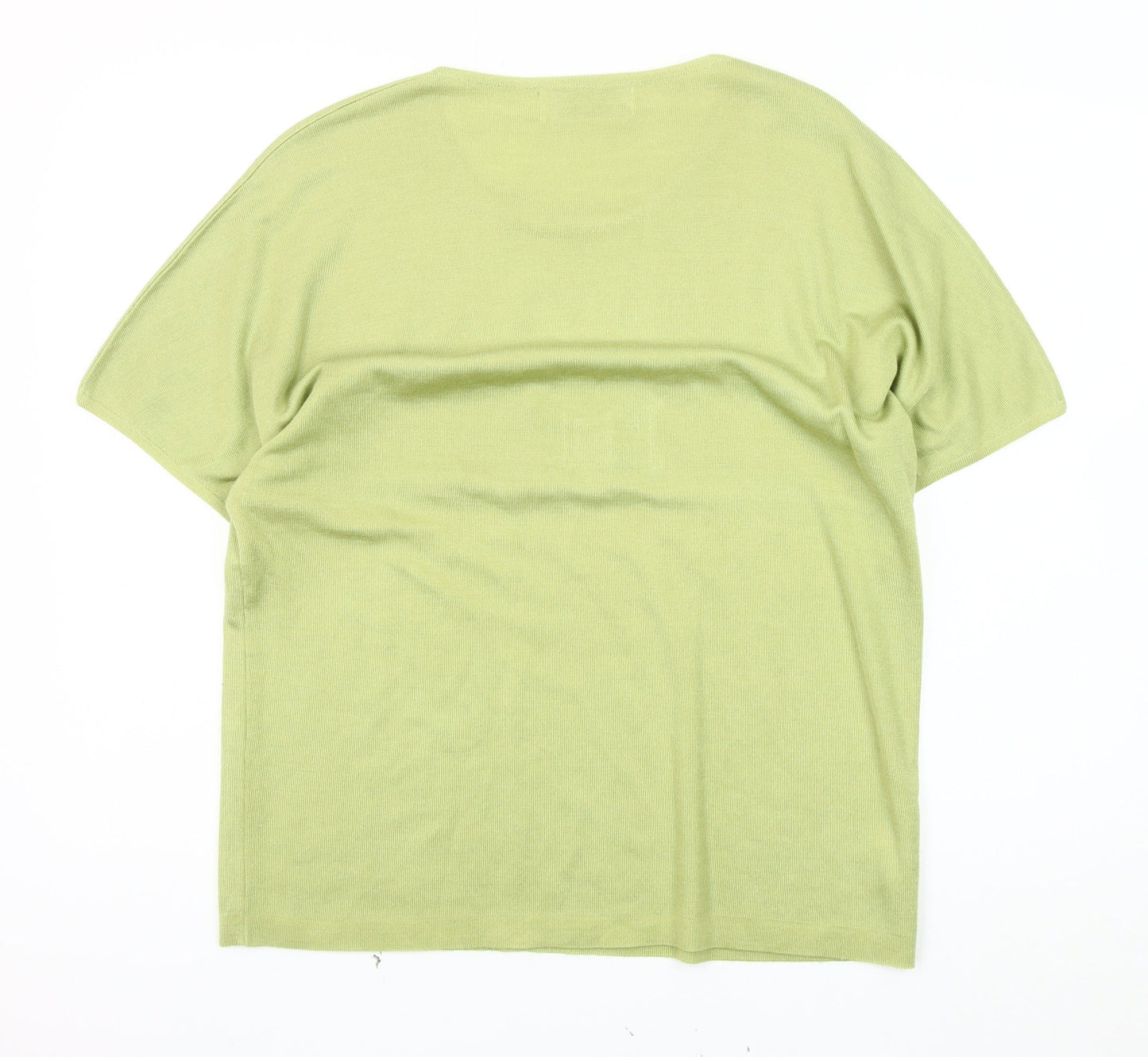La Confidence Women's Green Knit Top - M, Solid Crew Neck