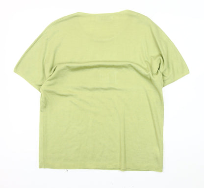 La Confidence Women's Green Knit Top - M, Solid Crew Neck