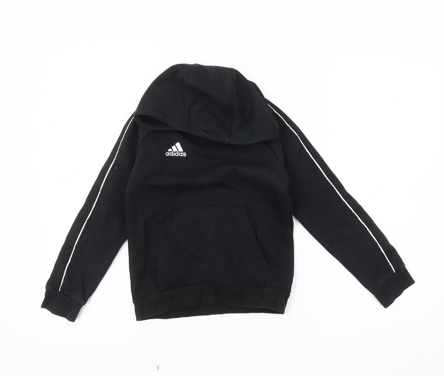 Adidas Boys Black Pullover Hoodie, XS, Logo Accent