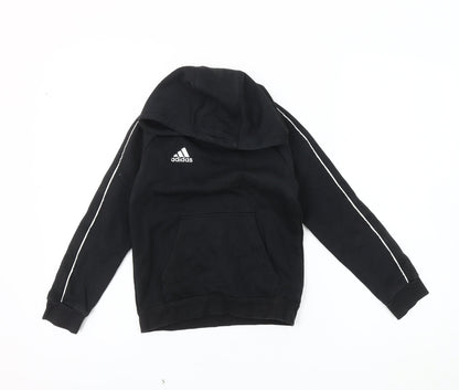 Adidas Boys Black Pullover Hoodie, XS, Logo Accent