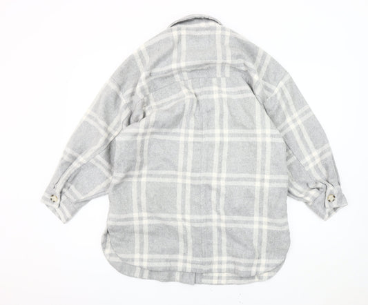 Pull&Bear Women's Grey Plaid Jacket Size S UK