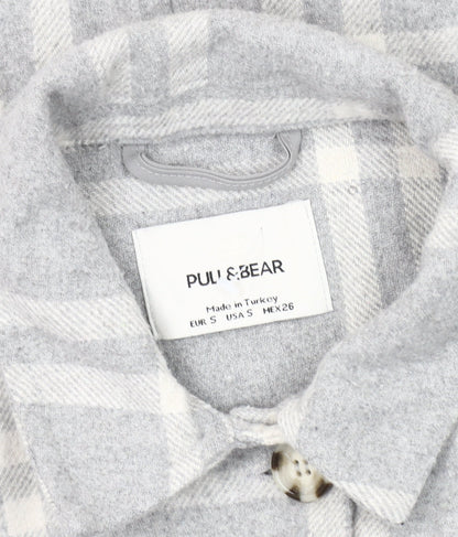 Pull&Bear Women's Grey Plaid Jacket Size S UK