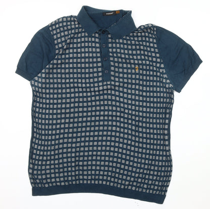 Farah Men's Blue XL Geometric Polo Shirt