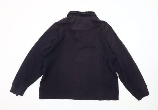 Marks and Spencer Men's Black Long Sleeve Polo - Large