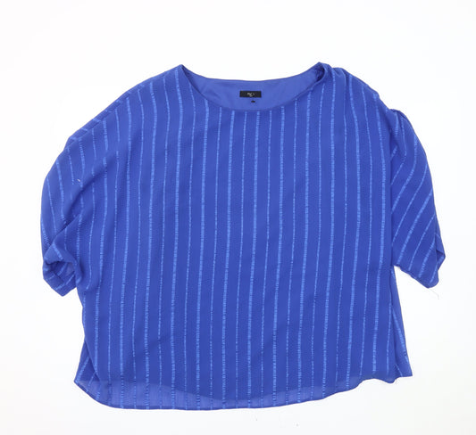 M&Co Women's Blue Cropped Blouse Size 24