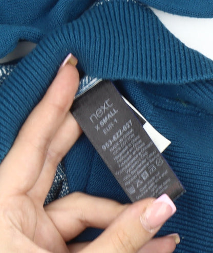 Next Men's Blue XS Henley Jumper, Geometric Pattern