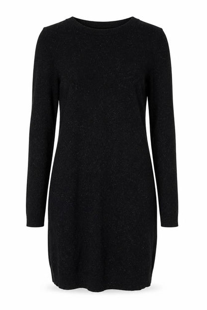 Front view of Whistles Black Knit Dress - UK 8, Long Sleeve, Women