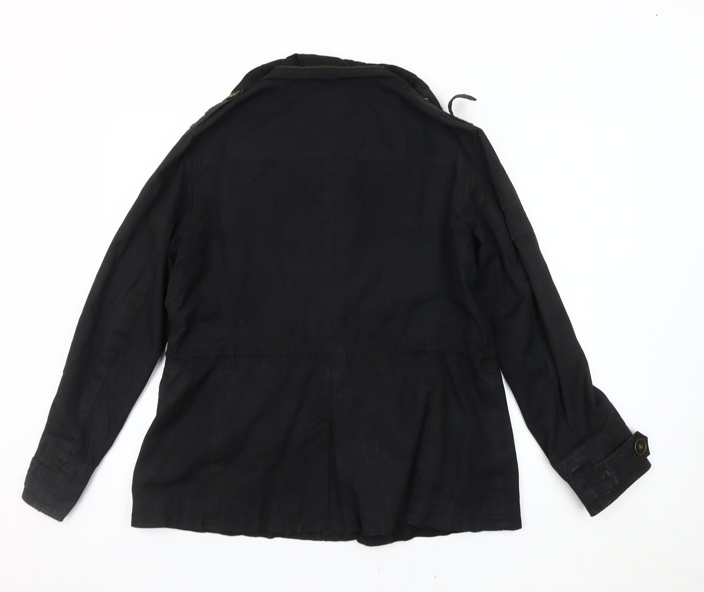 Womens UK Size XL Zara Basic Black Parka Coat