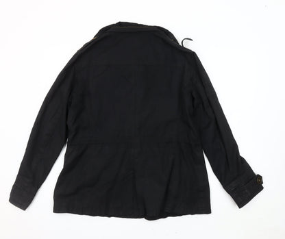 Womens UK Size XL Zara Basic Black Parka Coat