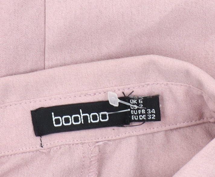 boohoo Women's Pink Button-Up Shirt, Size 6, Classic Style