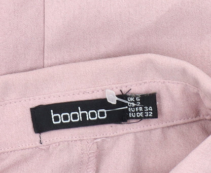 boohoo Women's Pink Button-Up Shirt, Size 6, Classic Style