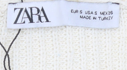 Womens UK Size S Zara Ivory Pullover Jumper